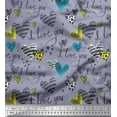 thumbnail image 1 of Soimoi Grey Silk Fabric Heart & I Love You Text Decor Fabric Printed Yard 42 Inch Wide, 1 of 1