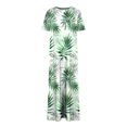 thumbnail image 3 of Womens Summer Dresses with Pocket Short Sleeve Floral Dresses Loose Fit Slit Long Dresses Summer Going Out Outfits, Green, S, 3 of 6