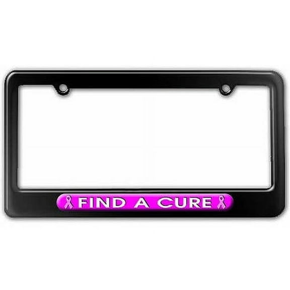 Find A Cure, Breast Cancer Pink Ribbon License Plate Tag Frame, Multiple Colors