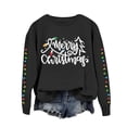 thumbnail image 2 of Sixuan Christmas Shirts for Women, Black Long Sleeve Shirts for Women, Merry Christmas Women's Letter Print Round Neck Long Sleeve Sweatshirt, 2 of 4
