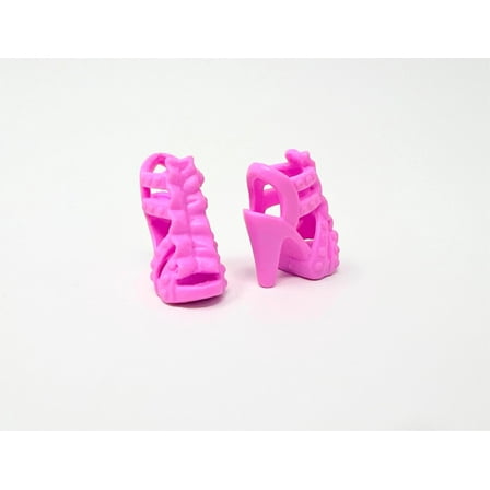 Barbie Fashion Pink Ruffle Open Toe Ankle Heels Doll Shoes Accessory