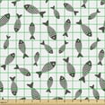 thumbnail image 2 of Ambesonne Fish Fabric by the Yard Upholstery, Digital Illustrated Animal Art, 2 Yards, White and Dark Taupe, 2 of 5