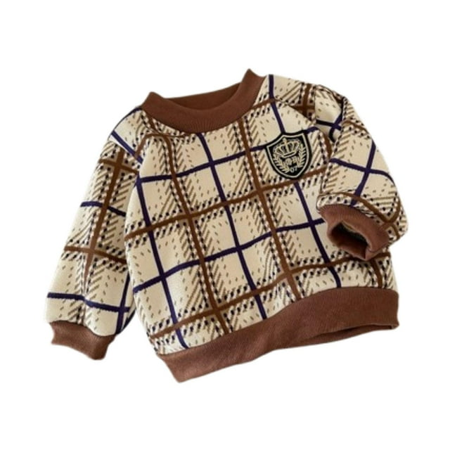 Suéter para niños pequeños adecuado para una altura de 73 a 80 cm Suéter tipo jersey para bebés y niños Marrón claro