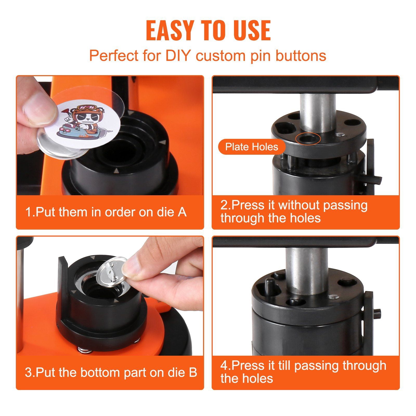Button Maker Machine, 0.98 inch/25mm Pin Maker with 500pcs Button Parts,For Children DIY Gifts and Christmas, Button Maker with Panda Magic Book, Ergonomic Arc Handle Punch Press Kit