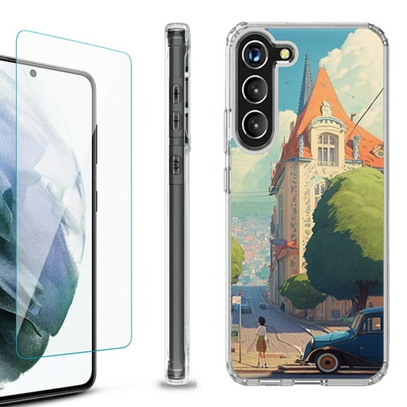 OneToughShield ® for Samsung Galaxy S23  S23 Plus 5G Shockproof Bumper Phone Case, with Tempered Glass Screen Protector - Europe Summer