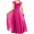thumbnail image 2 of Junior Bridesmaid Dresses Chiffon Flower Girl Dress Girls Spaghetti Straps Party Pageant Gown -Fuchsia-14Y, 2 of 8