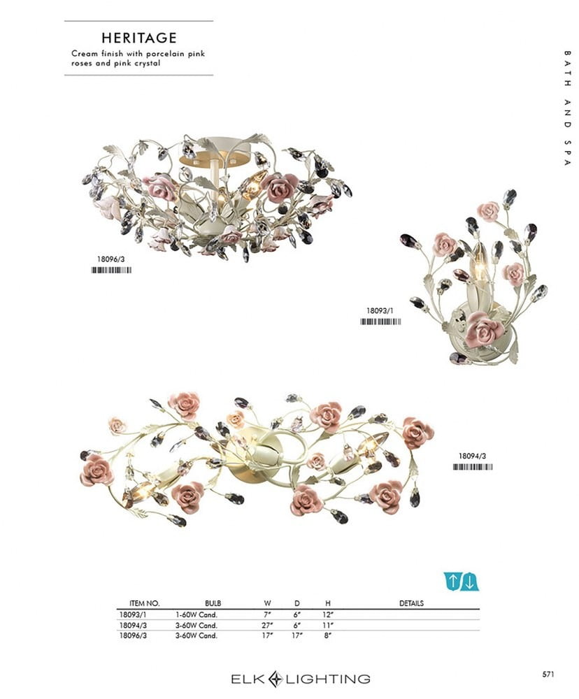 ELK Lighting Heritage Ceiling Light 18096/3 - 17W in.