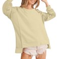 thumbnail image 3 of MIUOWANP Womens Sweatshirt Fall Women's New Solid Color Long Sleeve Tops Winter Casual Loose Sweatshirt Beige S, 3 of 4