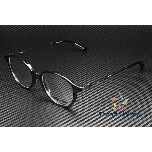 MCQ MQ0219O 001 Round Black Shiny Demo Lens 49 mm Unisex Eyeglasses