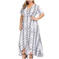 thumbnail image 1 of Moda Mujer Tallas grandes Vestidos largos Estampado con cuello en V Verano Casual Vestido largo fluido Fridja  qw6391, 1 of 9