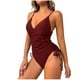 thumbnail image 2 of Trajes de baño de una pieza para mujer, traje de baño de bikini con tirantes y espalda descubierta de color liso para mujer, 2 of 5