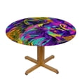 thumbnail image 3 of WYYP Lion Psychedelic Art Round Tablecloth - Full Width Single-Sided Printing 100% Polyester Fiber with Elastic Edge White, 3 of 8