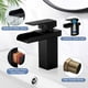 thumbnail image 2 of Grifo de baño, grifo de lavabo de latón de una sola manija con agua fría y caliente disponible, válvula de cerámica, grifo de baño con diseño de cascada cóncava, G 3/8 Kuyhfg Bienvenido a Kuyhfg, 2 of 5
