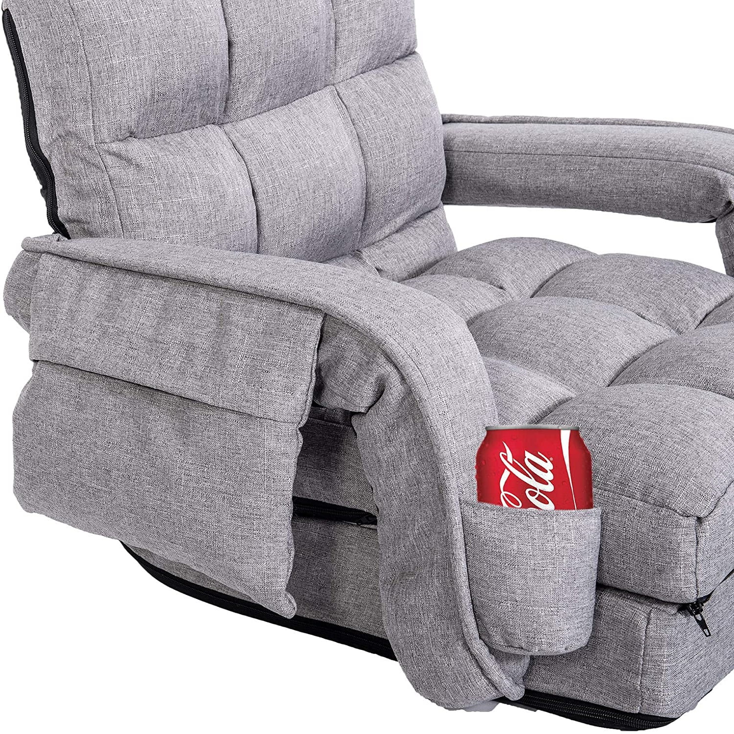 Prime Garden Floor Chair 6-Position Folding Gaming Chair for Meditation Indoor, Light Gray