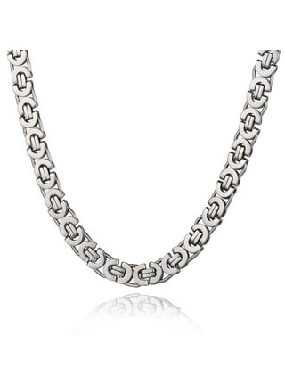 Mens Silver-Tone Stainless Steel Rope Link Chain Necklace