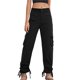 thumbnail image 1 of Pantalones Cargo para Mujer Cordón Lateral Bolsillos Múltiples Color Puro Pantalones Largos Casuales para Uso Diario Negro XXL, 1 of 6