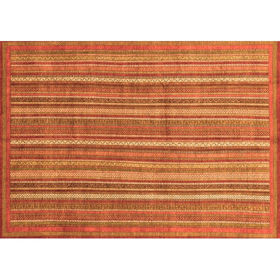 Ahgly Company Indoor Rectangle Abstract Orange Modern Area Rugs, 7' x 9'