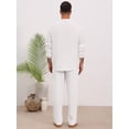 thumbnail image 3 of DARING DIVA Men's 2-Piece Linen Long Sleeve Beach Sets Shirt and Pants M White, 3 of 7