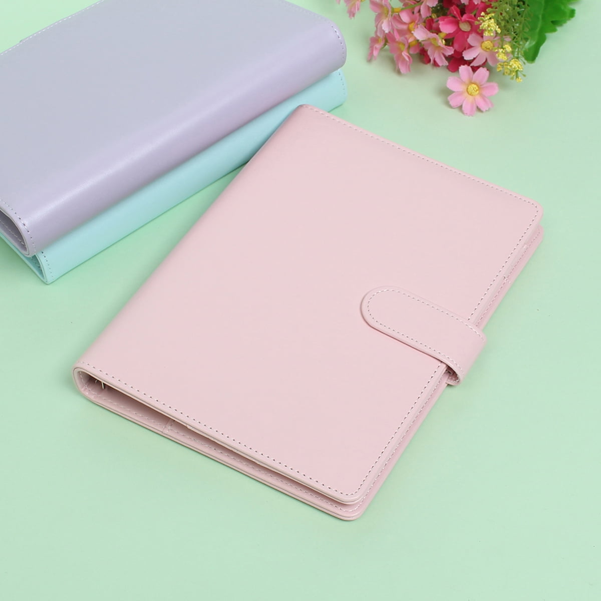 A5 Leather Loose Leaf Ring Binder Notebook Cover Planner Diary Macaron