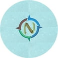thumbnail image 1 of Ahgly Company Tapis Rond Lavable en Machine Intérieur Transitionnel Bleu Diamant Bleu, 7 Pieds Rond, 1 of 7