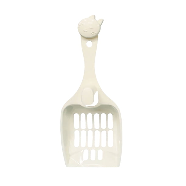 Pala para arena de gatos de plástico con forma de cabeza de gato. Pala para gatos de plástico. Herramienta de limpieza para arena de gatos.