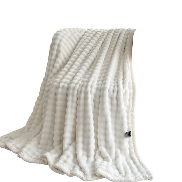 Manta de Lanzamiento para Sofá 59x40 Manta de Lana Funda de Almohada Sofá Uso Suave Cálido Crema Esponjosa Color Manta Sólida Decoración Y Regalo Mantas a Rayas Manta de Lanzamiento Suave