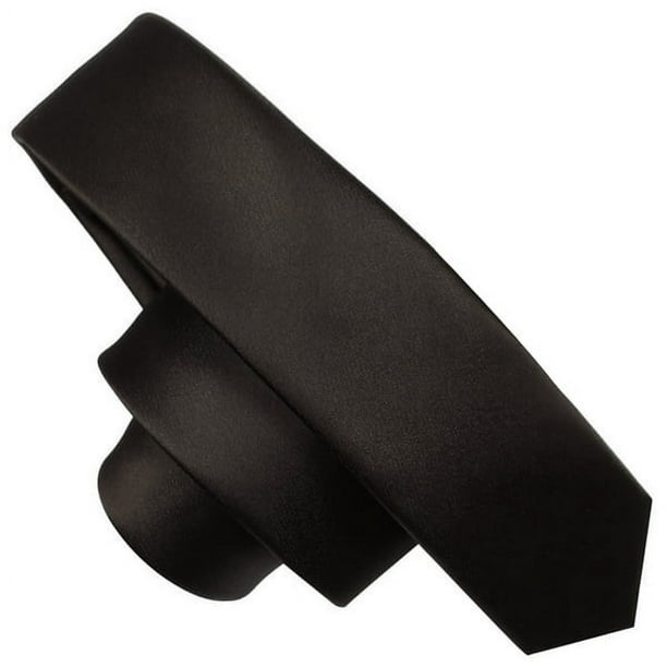 Corbata estrecha de color puro para hombre, estilo informal, con flechas estrechas (negra)