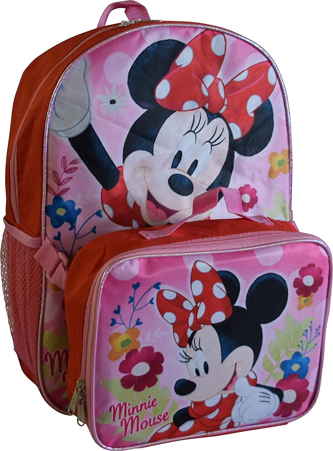 Grupo Ruz Minnie Mouse Girl's 16" Backpack W/Detachable Lunch Box