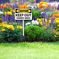 thumbnail image 5 of Eveokoki 12 x 8 inch “Caution Keep Out - Honey Bees” Lawn Yard Sign with 12.8 inch Stake, 2 mil Laminated Rustproof Aluminum Outdoor Decor, 5 of 6