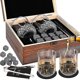 thumbnail image 1 of Juego de regalo de piedra para whisky, 8 enfriamiento rápido de granito negro pulido por la FDA, 1 of 5