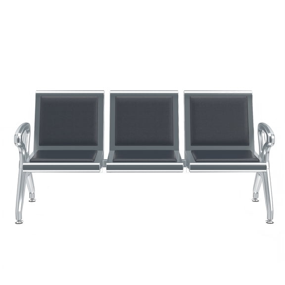 Kinbor 3-Seat Waiting Room Bench - PU Leather Waiting Room Chairs with Arms Airport Reception Bench, Lobby Bench Seating Office Bench Waiting Area Chairs for Airport Business Hospital Market