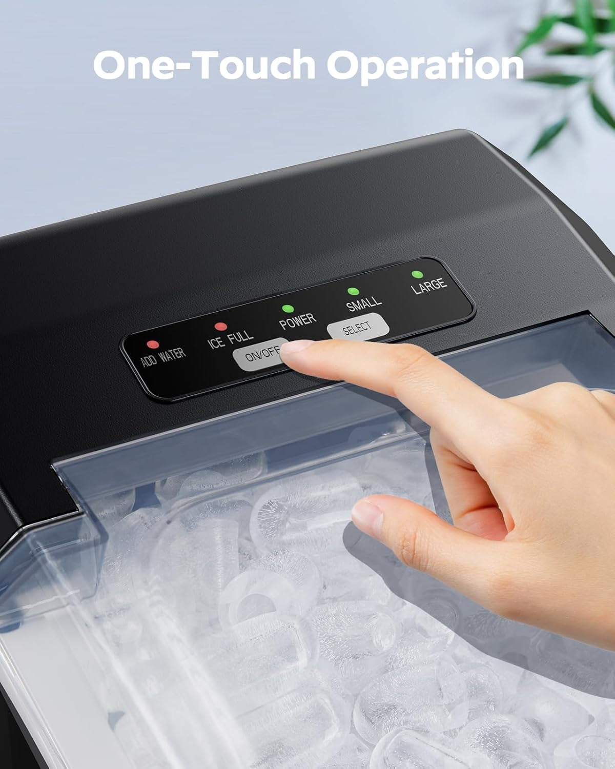 Ice Maker Countertop, 9 Cubes Ready in 6 Mins, 26 lbs per Day, Ice Machine with 2 Ice Sizes and Self-Cleaning, Portable Ice Maker with Handle for Home, Kitchen, Camping, RV, Office, Black