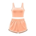thumbnail image 5 of Naotn Two-piece Workout Sets for women Summer Casual Sleeveless Tank Top and Shorts Comfy Soft Colorblock Ribbed Set, 5 of 7