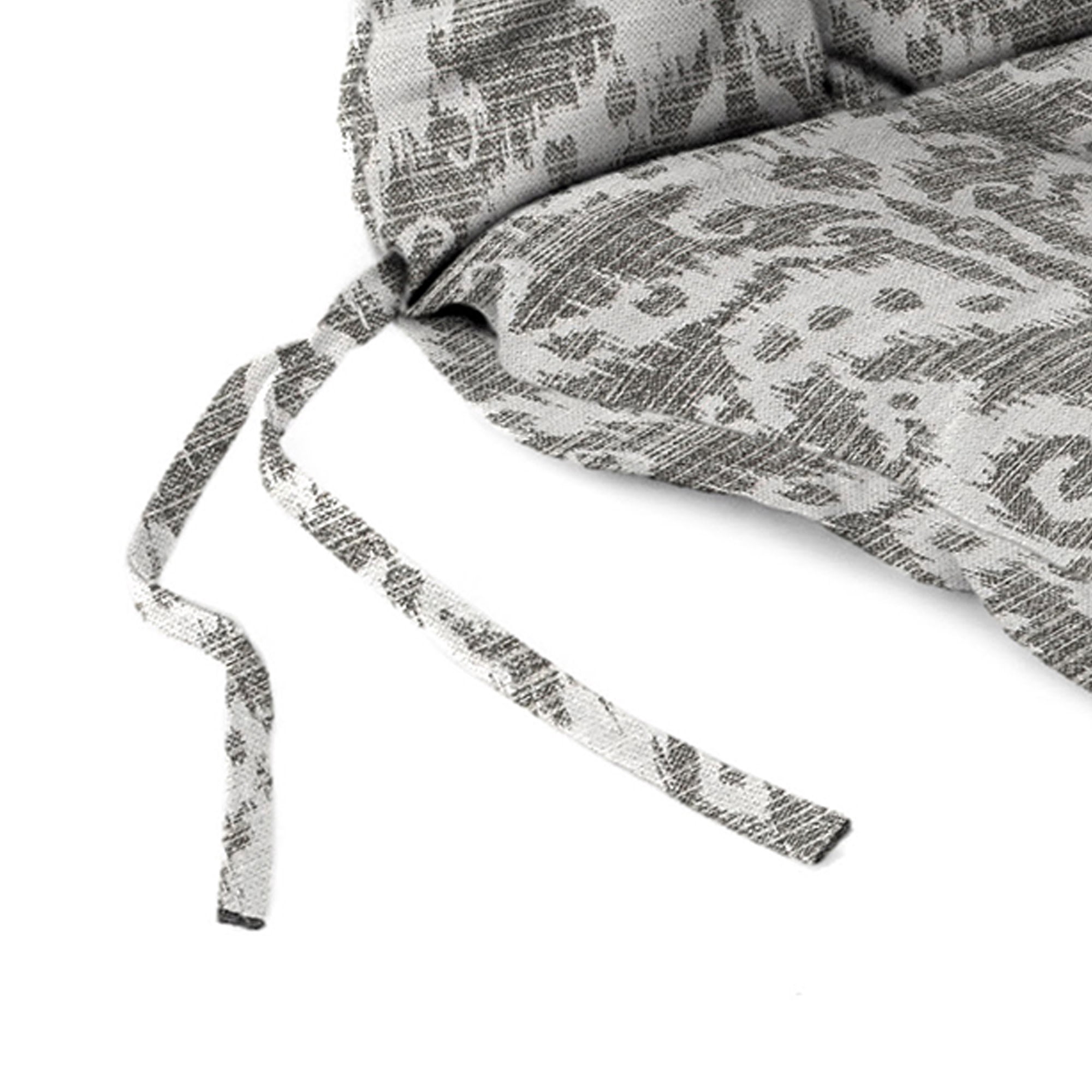 Jordan Manufacturing 38" x 21" Jeness Pewter Gray Damask Rectangular Outdoor Wrought Iron Chair Cushion with Ties and Hanger Loop (2 Pack)