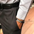 thumbnail image 2 of Cross Leather Bracelet for Men: Confirmation Gifts for Teenage Boy (Black Rope with Brown Band), 2 of 5