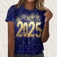 thumbnail image 3 of Camisetas Casuales de Mujer Año Nuevo Impreso Suéter de Manga Corta Cuello Redondo, Top de Moda para el Uso Diario, 3 of 4