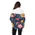 thumbnail image 4 of FORMRS Womens Scarf Winter Soft Long Big Warm Shawls Wrap Tassel Scarves, Red Floral Flamingo, 4 of 9
