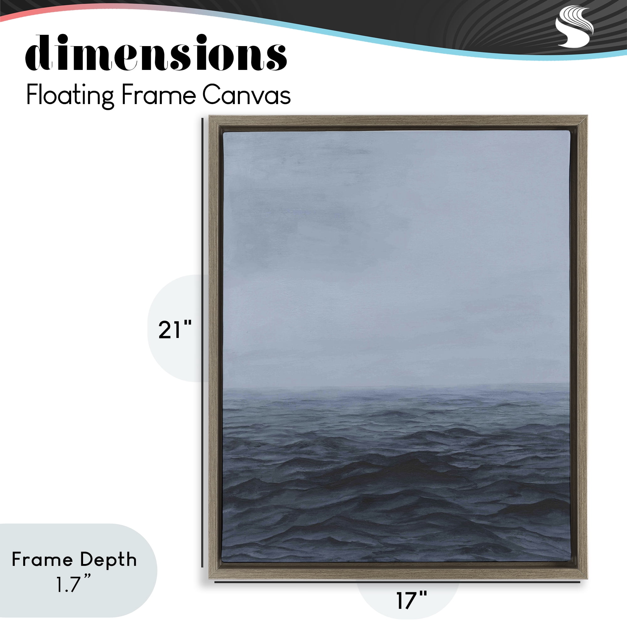 Stupell Industries Vast Ocean Expanse Brown Framed Floater Canvas Wall Art, design by Michael Willett