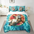 thumbnail image 2 of Erosebridal Kawaii Cat Kitten Bedding Twin Size, Tropical Beach Theme Comforter Sets with Sheets, Summer Vacation Room Decor, Reversible 7pcs, 2 of 4