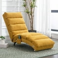 thumbnail image 3 of paproos Massage Chaise Lounge, Indoor Ergonomic Electric Massage Long Lounger with Remote Control, Modern Linen Upholstered Recliner Chair Sleeper Chair for Living Room Bedroom Office, Mustard, 3 of 13