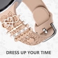 thumbnail image 3 of Comvin Flower Engraved Band Compatible with Samsung Galaxy Watch 8 Band 40mm 44mm/Galaxy Watch 8 Classic 46mm, Cute Soft Silicone Band with Charms Accessories for Women (With Band), 3 of 6