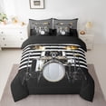 thumbnail image 2 of Feelyou Rock and Roll Drum Comforter Set 7pcs, Black White Stripes King Bedding Sets, 2 of 8
