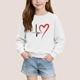 thumbnail image 5 of Girls Lightweight Sweatshirt Heart Printed Tops Valentines Casual Crewneck Pullover Long Sleeve Holiday Outfits (12-13 Years, White #B), 5 of 6