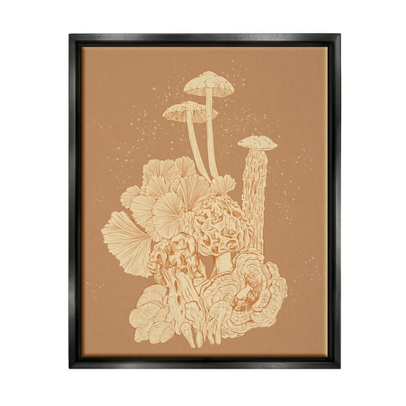 Stupell Industries Woodland Nature Varied Mushrooms Botanical & Floral Painting Black Floater Framed Art Print Wall Art