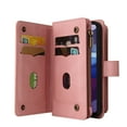thumbnail image 4 of Wallet Case for Motorola Moto G Power 2021, Magnetic Zipper Pouch Premium PU Leather with Kickstand Wallet Flip Shockproof Phone Case Wrist Strap Card Slots Holder Pocket Moto G Power 2021,
Pink, 4 of 18
