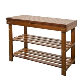 Wooden Shoe Rack With Bench Black Walmart Com