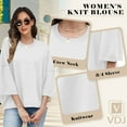 thumbnail image 5 of VDJ Women's Sweaters 3/4 Sleeve Loose Casual Crew Neck Knit Blouses 2025 Oversized Drop Shoulder Solid Knit Tops Size S, 5 of 6