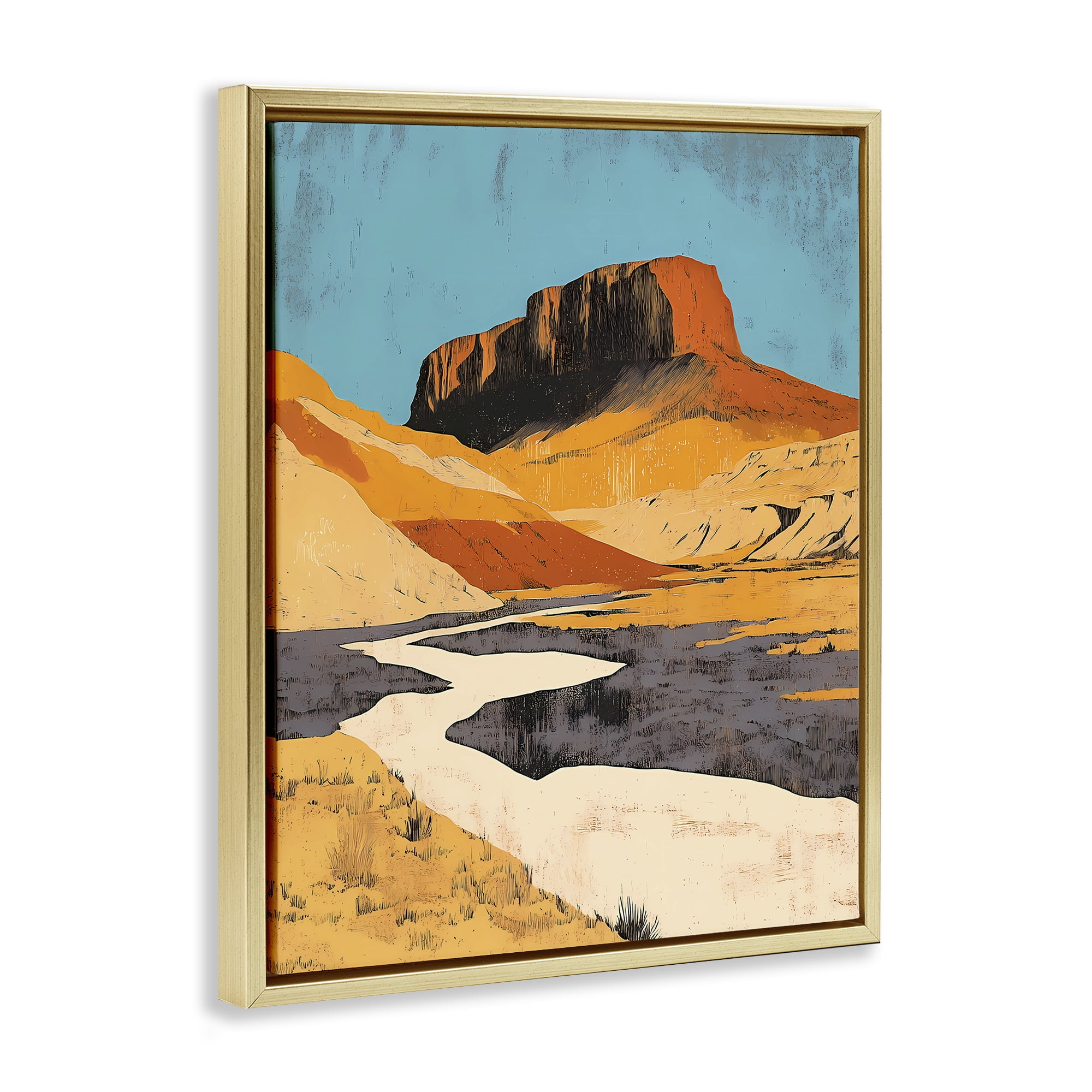 Stupell Industries Vintage Canyon Pass Gold Framed Floater Canvas Wall Art, design by Walker Noble