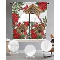 thumbnail image 2 of Christmas Swag Curtains for Living Room/Bedroom Windows, Red Cardinal Poinsettia Hut Berry Pine Needles Kitchen Curtains and Valances Set 36 Inch Length, Light Filtering Swags Valance Curtain Panels, 2 of 5