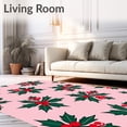 thumbnail image 2 of ODIKA 4'x6' Machine Washable Non-Slip Area Rug, Yuletide Holly Berry Wreath Latch Making Kit Canvas Design High Traffic Rug with Pad, Pink, 642517, 2 of 8